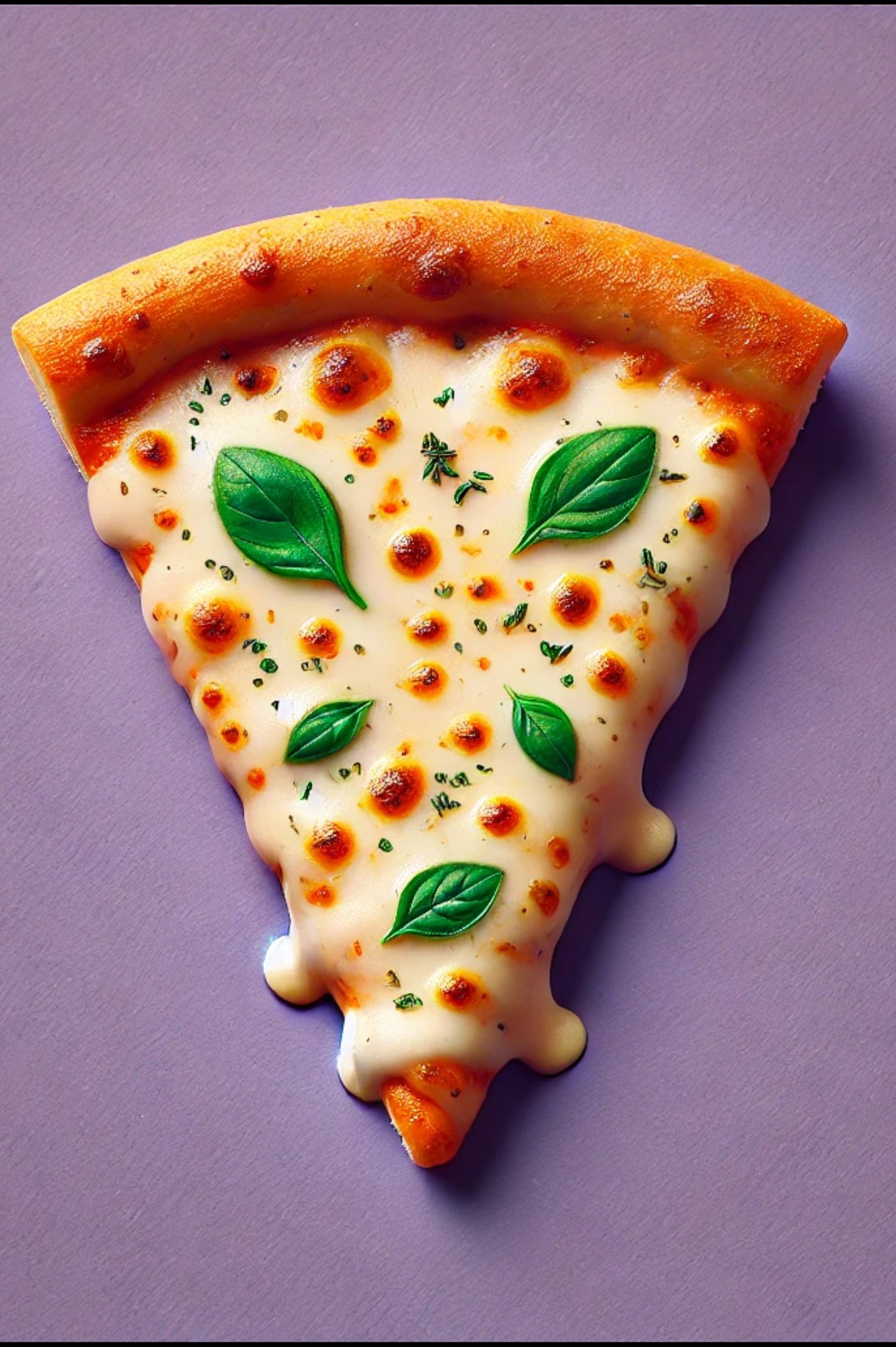 pizza cheese melting with mint leaves