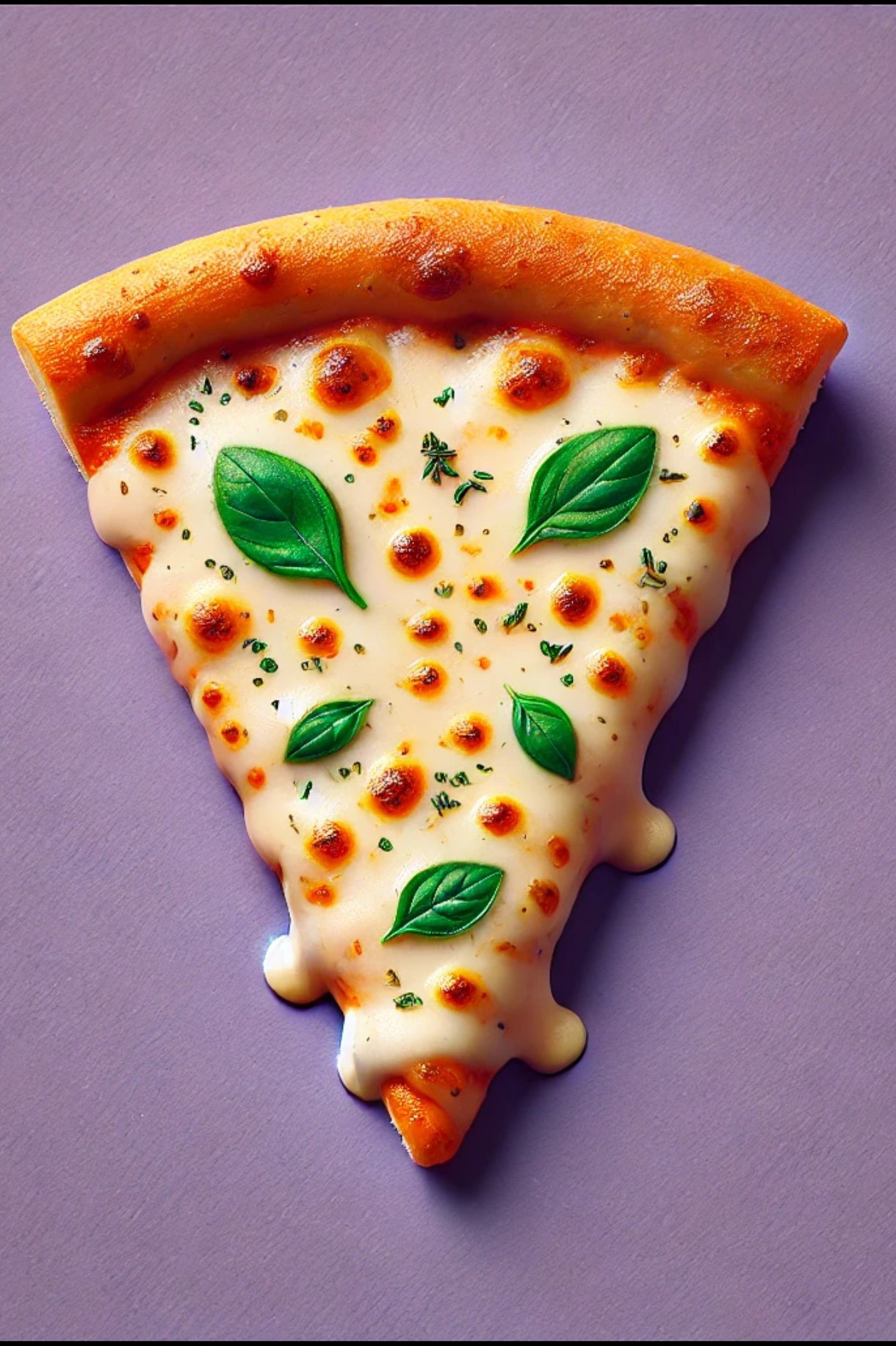 pizza cheese melting with mint leaves