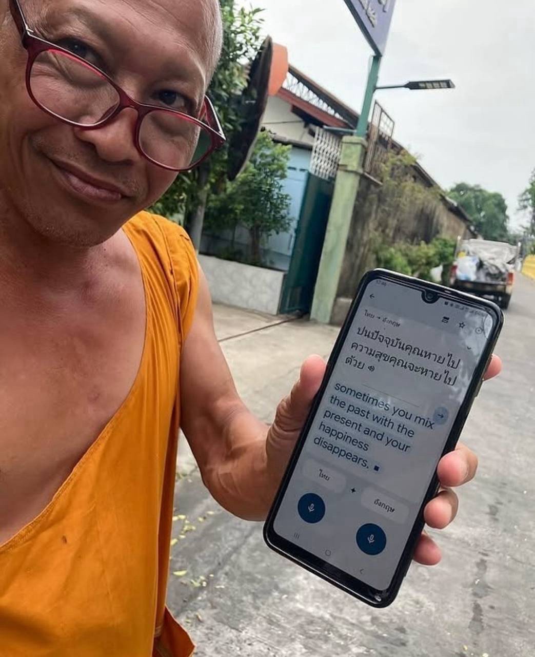 monk with translator