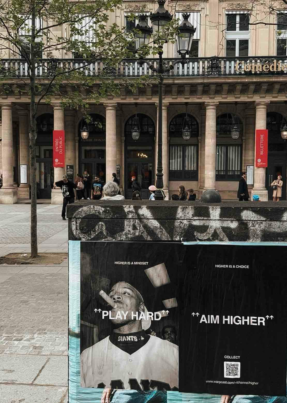 Aim Higher, on the streets of Paris.