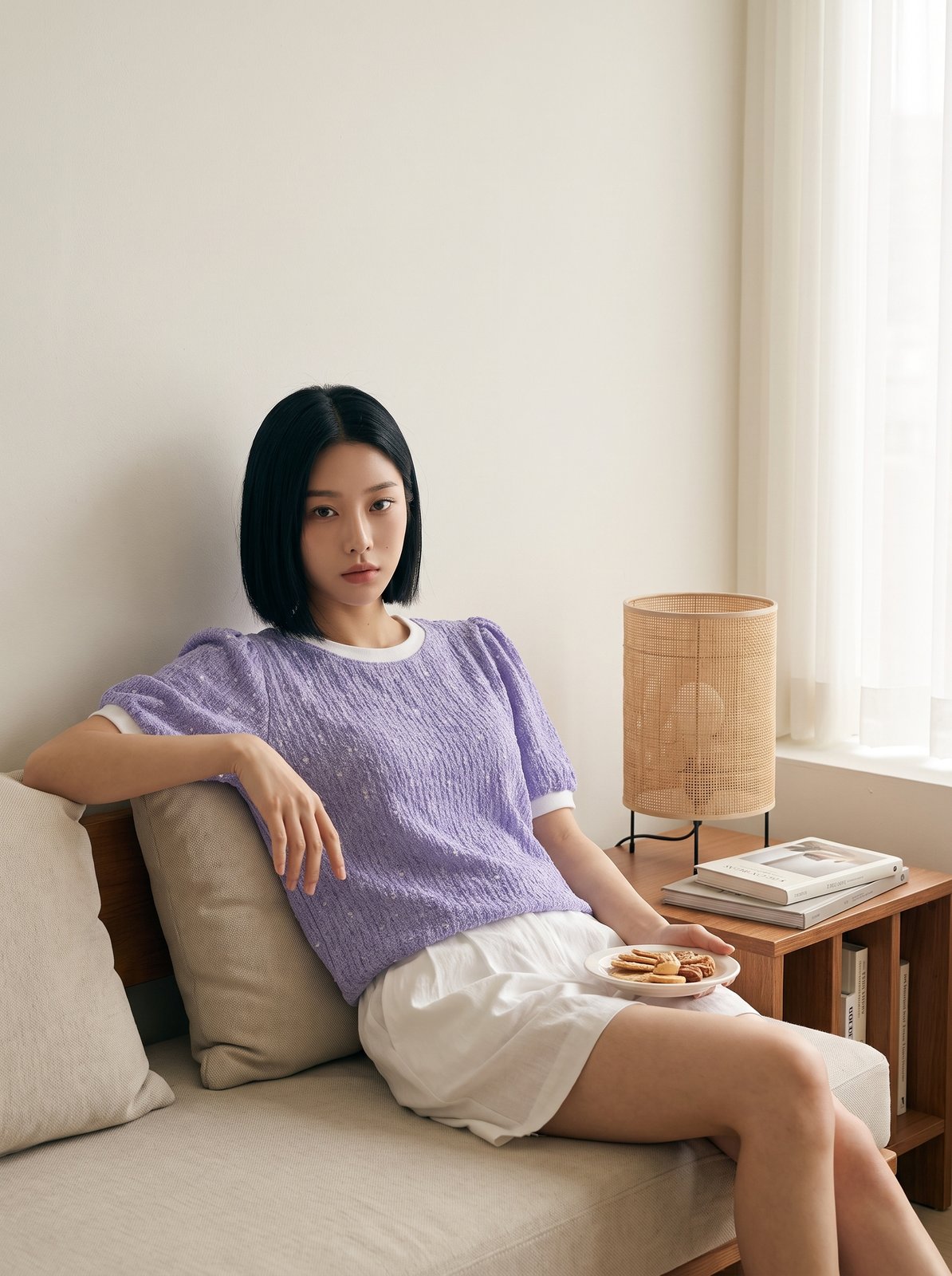 흑발 단발의 원본 컷