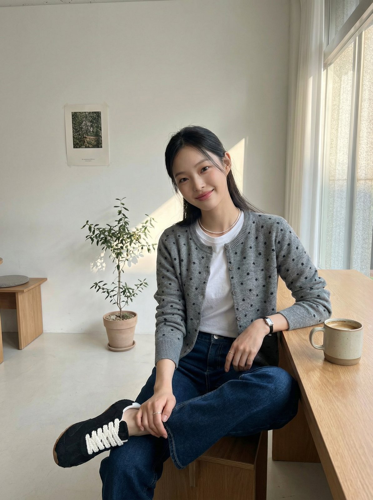 세트 A 결과 2: 테이블 위에 앉은 포즈