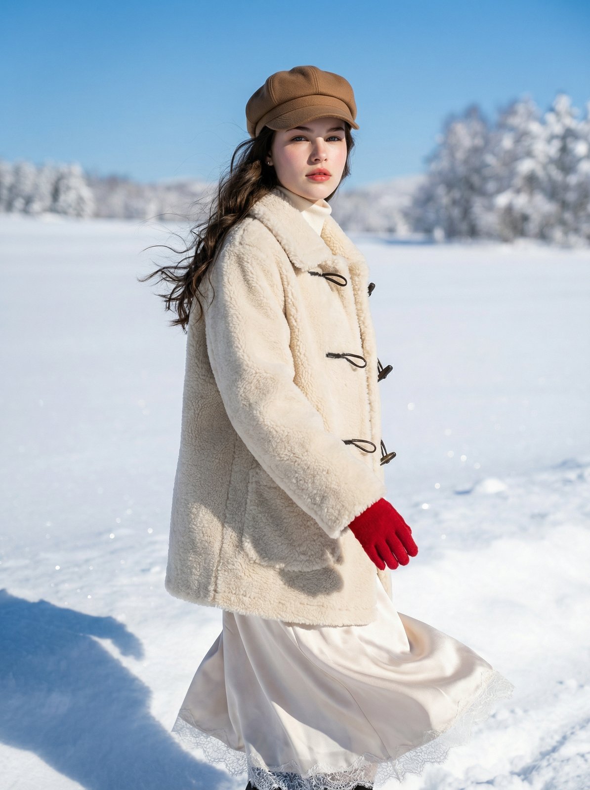 설원, 뒤돌아보는 포즈