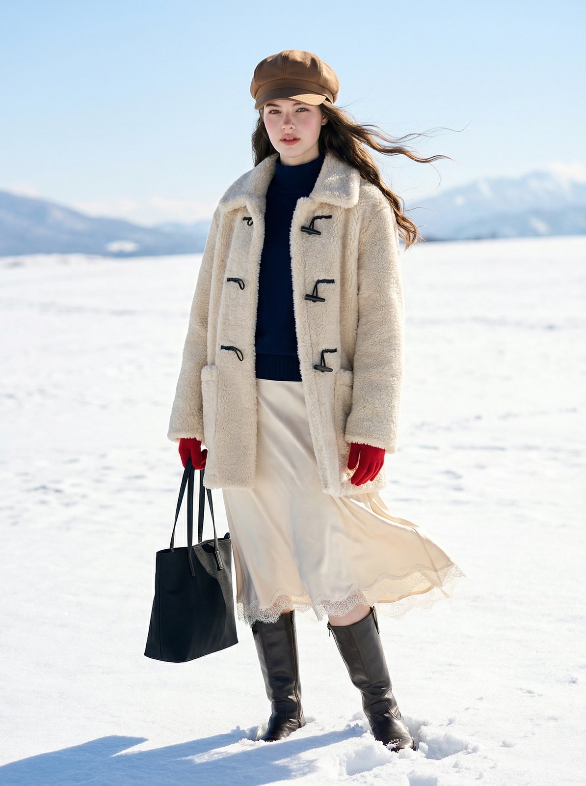 설원, 가방 들고 전신