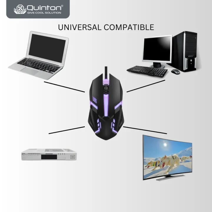 QUINTON Mouse D3 LED RGB 7 warna 1000 Dpi for PC and Laptop