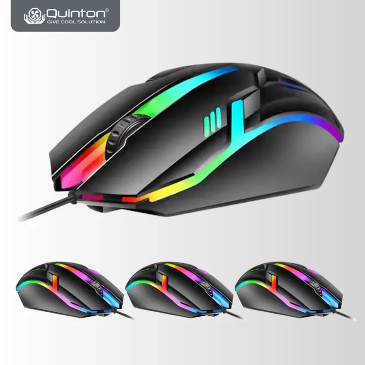 QUINTON Mouse D3 LED RGB 7 warna 1000 Dpi for PC and Laptop