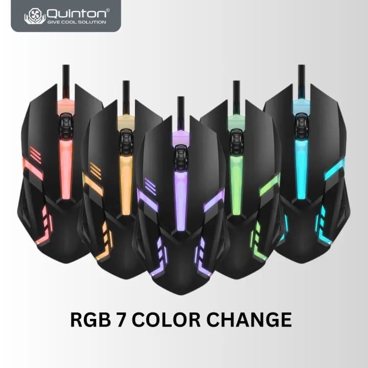 QUINTON Mouse D3 LED RGB 7 warna 1000 Dpi for PC and Laptop