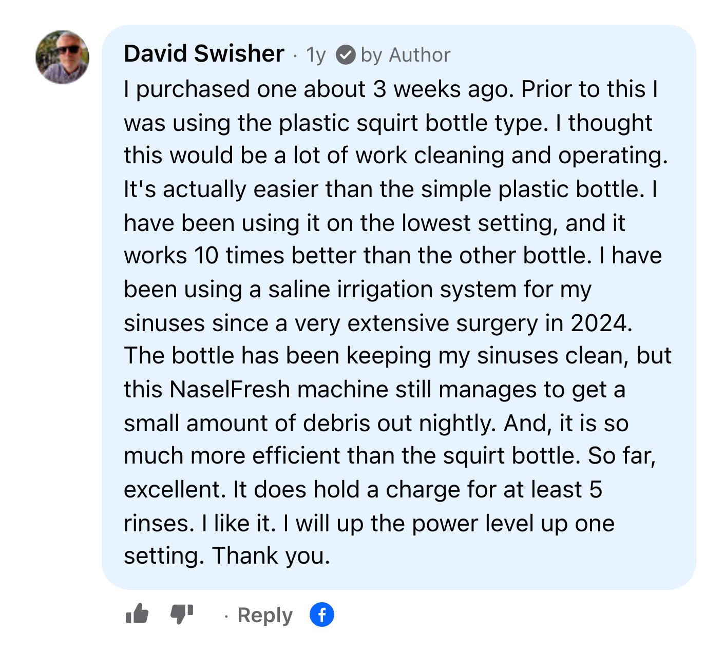 Facebook comment from David Swisher