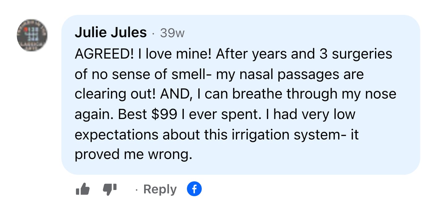 Facebook comment from Julie Jules