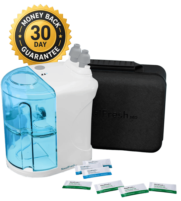 NasalFresh MD system with the 30-day money-back guarantee seal