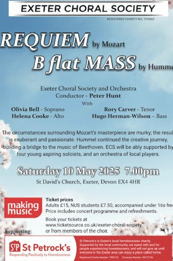 Concert - Mozart Requiem and B flat Mass by Hummel, United Kingdom, 2025