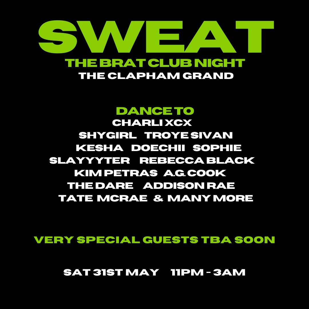 Sweat, The Brat Club Night Hoopla Afters With Heidi Montag!, United Kingdom, 2025