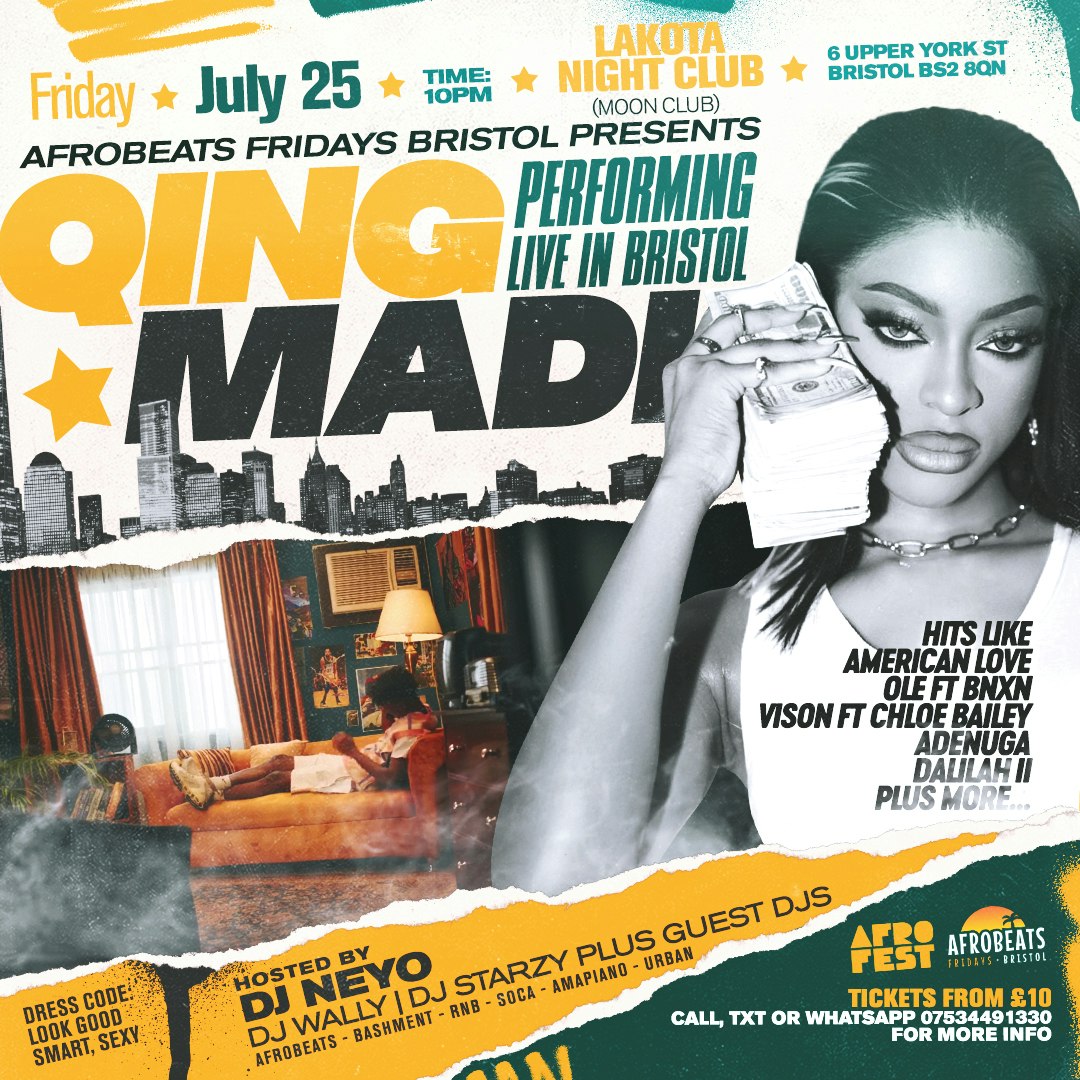 Afrobeats Fridays Bristol: Qing Madi (live), United Kingdom, 2025