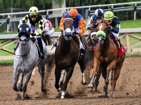 People racing horses