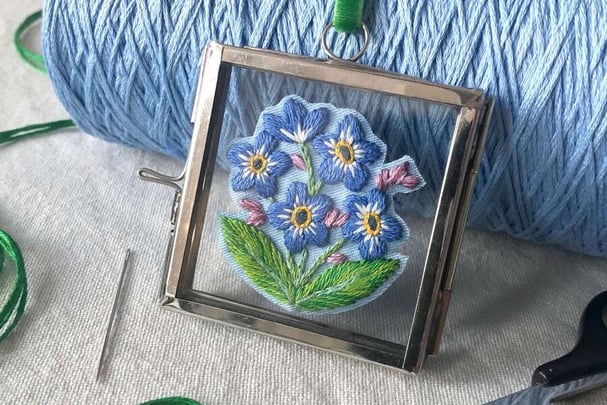 Framed Embroidered Flower Workshop