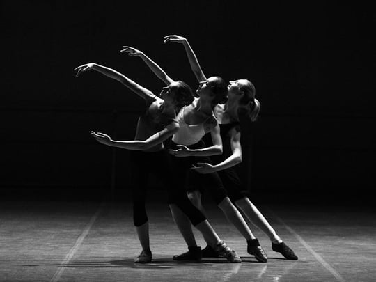 Three women ballet dancing