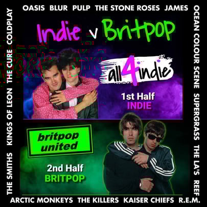 Indie v Britpop Double Headliner