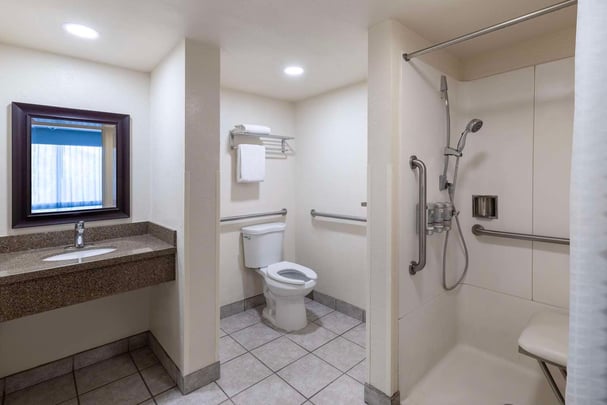 ADA King Suite Bathroom with Walk In Shower