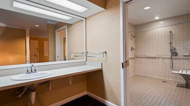 ADA Bath with large roll-in/walk-in shower