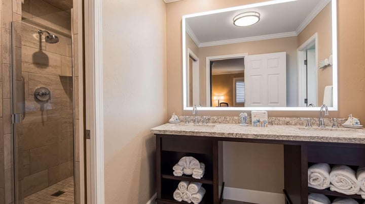 Large bathroom with shower