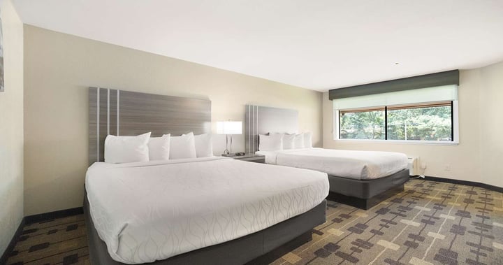 Double queen with fireplace