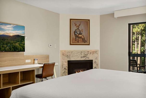 King with Jetted Tub, Fireplace, and Balcony