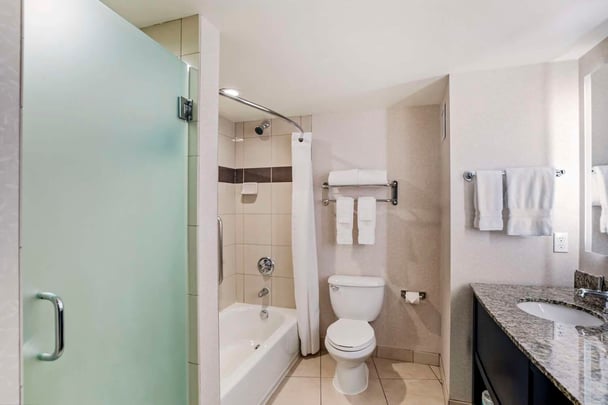 Bathroom with shower tub combination