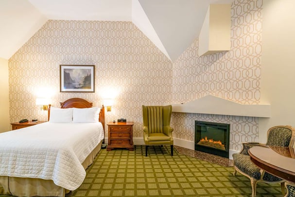 2nd Floor Single Queen Guest Room with Jetted Tub and Fireplace