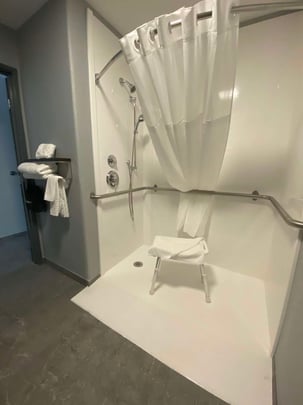 Mobility Accessible Bathroom with Roll-In-Shower