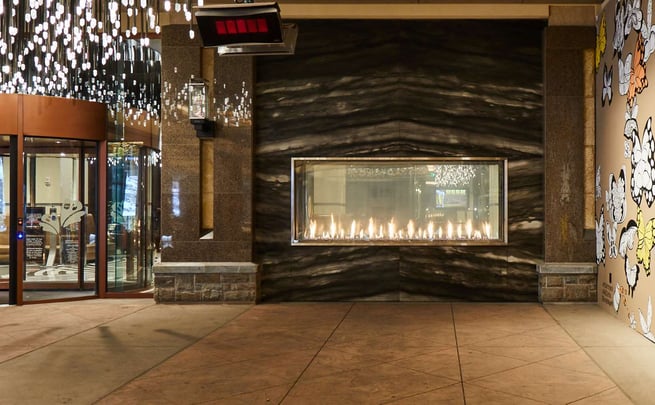 Exterior Fireplace for Warmth and Comfort of our Guests