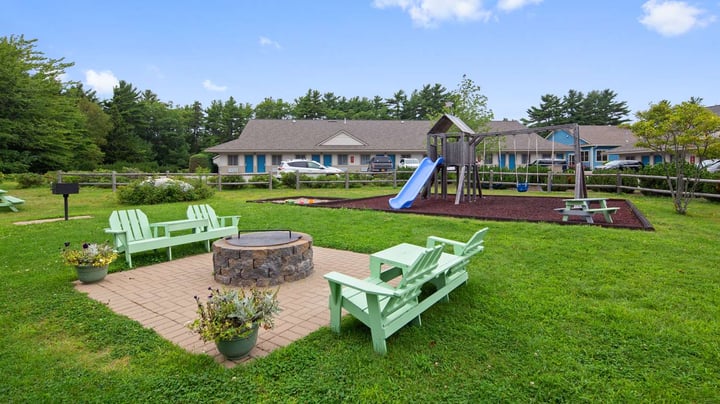 Fireplace with sitting area