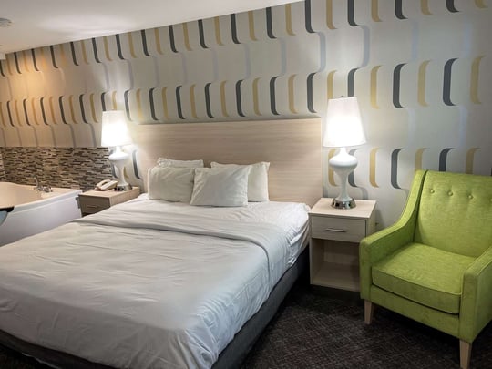 Enjoy our newly renovated King Room with Jetted Tub