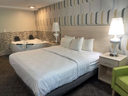 Enjoy our newly renovated King Room with Jetted Tub