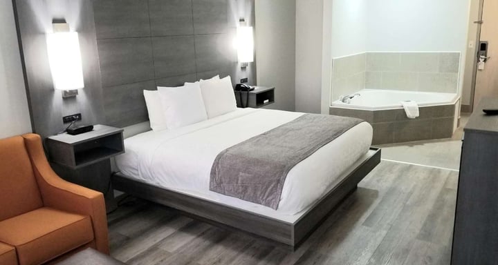 Relax in our spacious King Whirlpool rooms