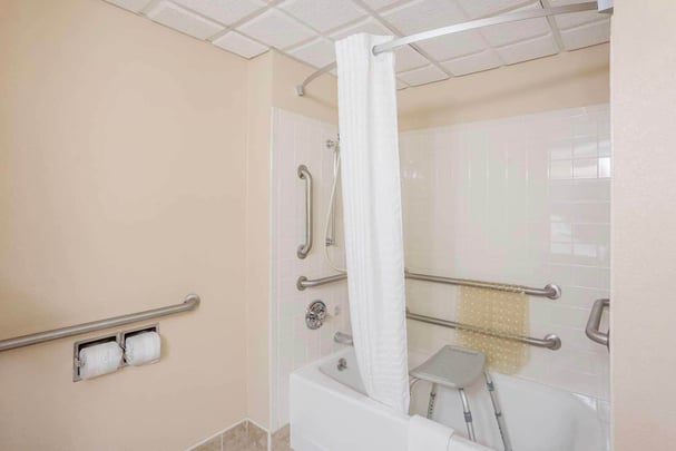 Accessible Tub with Grab Bars and Shower Chair
