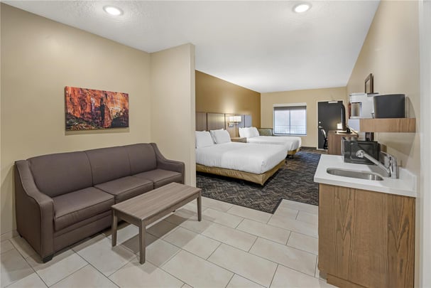 ADA - 1 King 1 Queen w/ Patio and Roll In Shower