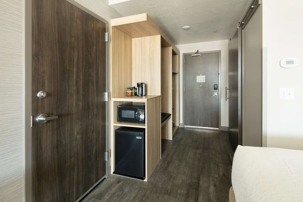 Microwave and Refrigerator Area