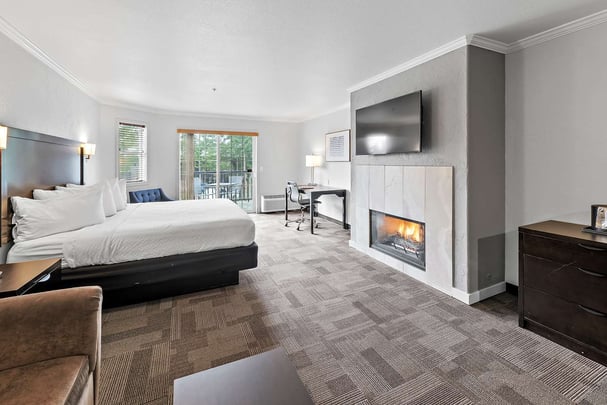 King Bed Sofa Sleeper Fireplace Balcony