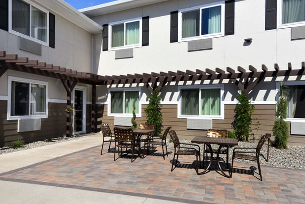 Front of building - Patio area