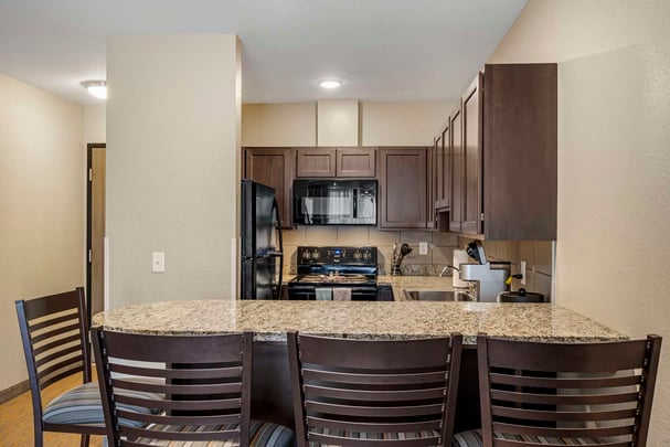 Double queen suite kitchen area