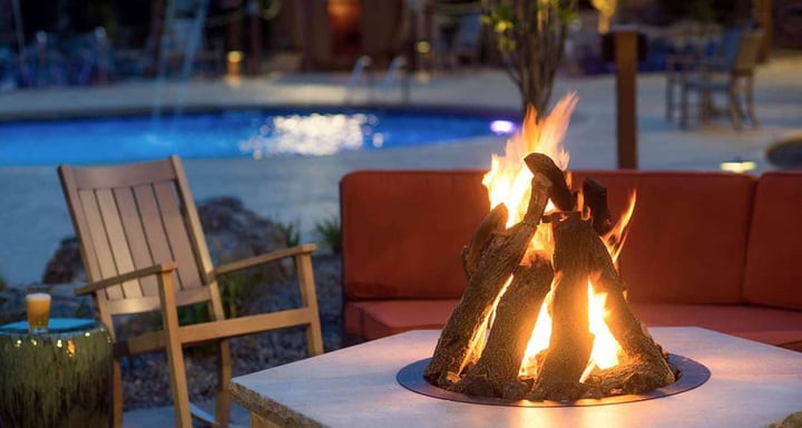 Outdoor Patio Area at Night