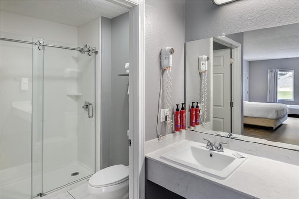 King Suite with Whirlpool Fireplace and Walk in shower