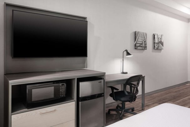 Disabled King Fridge and Desk