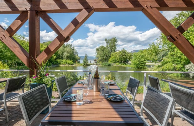 Enjoy the view and some nice wine on our restaurant patio!