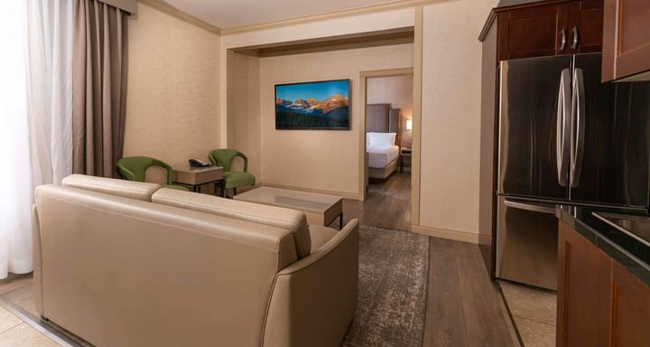 BKL One King Bed Double Sofa Bed Suite with a Kitchen and Lakeview