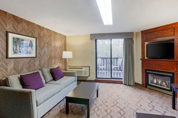 King Fireplace Room with 2 Double Sofa Beds