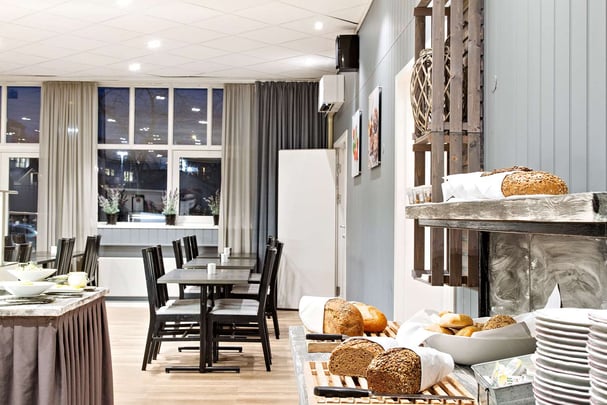 Breakfast buffet area