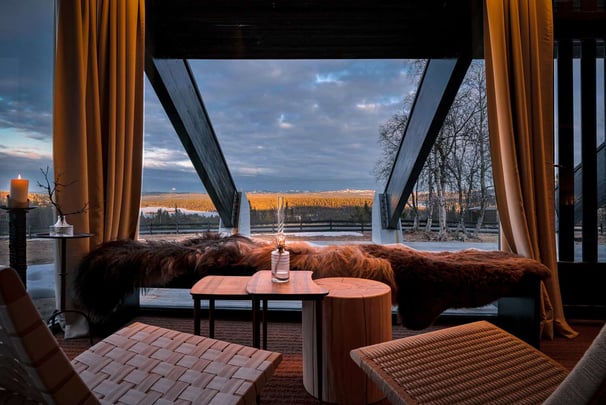 Lounge area at night