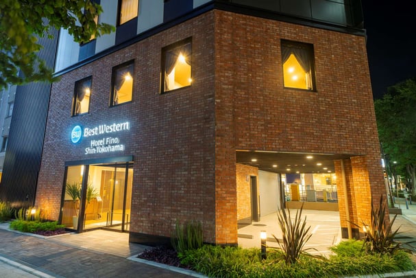 Hotel Building Entrance at night