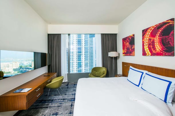 Chill Out Suite Bedroom at Median One Hotel Dubai